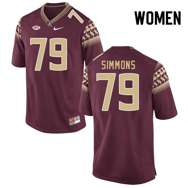Women #79 Lucas Simmons Florida State Seminoles College Football Jerseys Stitched-Garnet